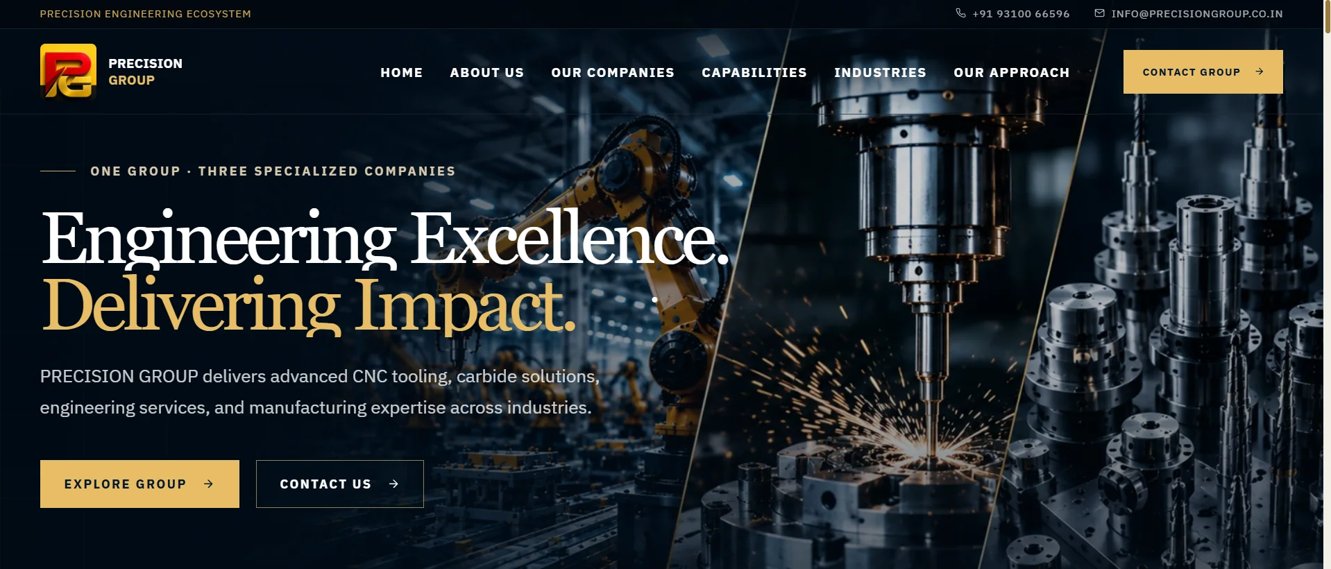 Precision Group website homepage screenshot